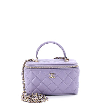 Chanel Classic Top Handle Vanity Case with Chain Quilted Lambskin Small