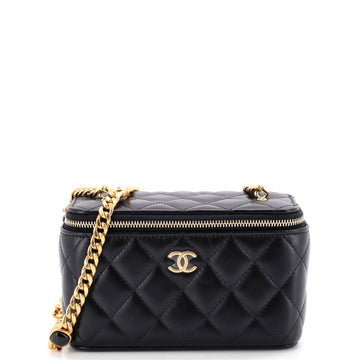 Chanel Classic Vanity Case with Resin Pearl Chain Quilted Lambskin Small