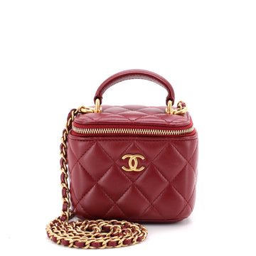 Chanel Classic Top Handle Vanity Case with Chain Quilted Lambskin Mini