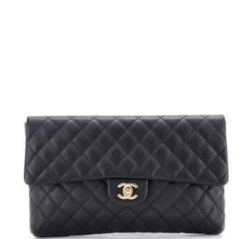 Chanel Classic Flap Clutch Quilted Caviar