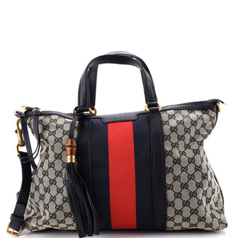 Gucci Rania Convertible Top Handle Bag Web GG Canvas Medium