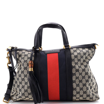 Gucci Rania Convertible Top Handle Bag Web GG Canvas Medium