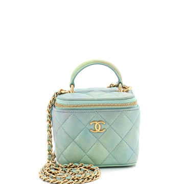 Chanel Classic Top Handle Vanity Case with Chain Quilted Lambskin Mini