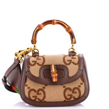 Gucci Bamboo 1947 Top Handle Bag Jumbo GG Canvas Mini