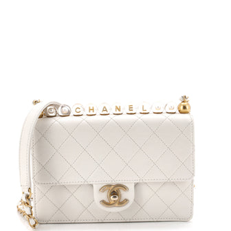Chanel Chic Pearls Flap Bag Quilted Goatskin with Acrylic Beads Small