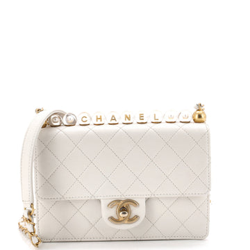 Chanel Chic Pearls Flap Bag Quilted Goatskin with Acrylic Beads Small