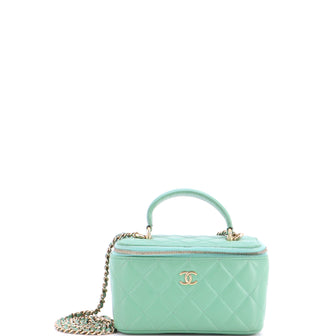 Chanel Classic Top Handle Vanity Case with Chain Quilted Lambskin Small