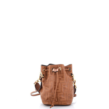 Fendi Mon Tresor Bucket Bag Zucca Embossed Leather Mini