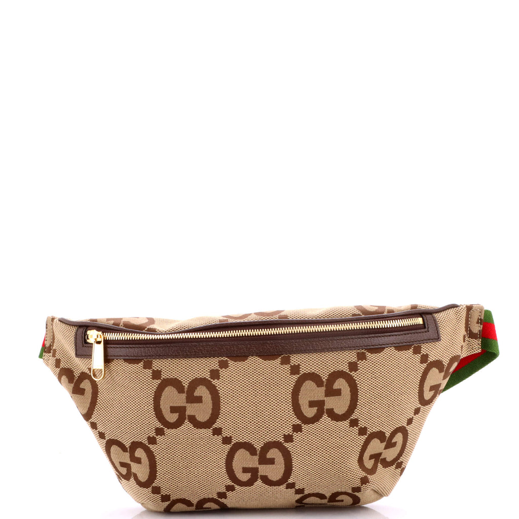 Gucci Belt Bag Jumbo GG Canvas with Leather Large Brown 4343271