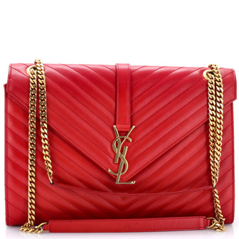 Saint Laurent Classic Monogram Envelope Satchel Matelasse Chevron Leather Large