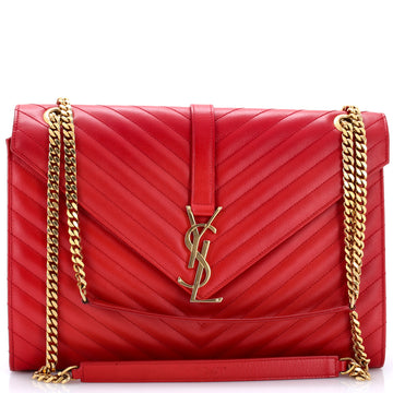 Saint Laurent Classic Monogram Envelope Satchel Matelasse Chevron Leather Large