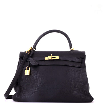 Hermes Kelly Handbag Black Togo with Gold Hardware 32