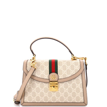 Gucci Ophidia Flap Top Handle Bag GG Coated Canvas Small