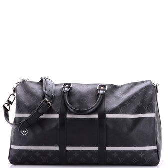 Louis Vuitton Keepall Bandouliere Bag Limited Edition Fujiwara Monogram Eclipse Canvas 55