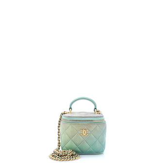 Chanel Classic Top Handle Vanity Case with Chain Quilted Lambskin Mini
