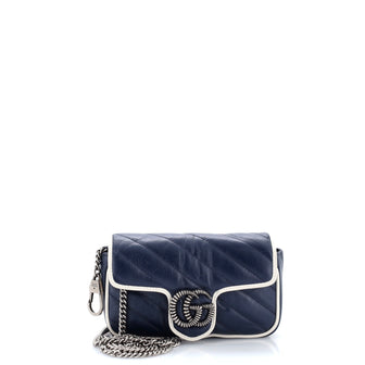 Gucci GG Marmont Flap Bag Diagonal Quilted Leather Super Mini