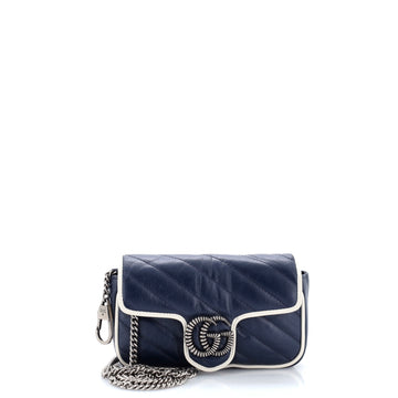 Gucci GG Marmont Flap Bag Diagonal Quilted Leather Super Mini