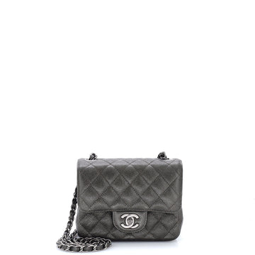Chanel Square Classic Single Flap Bag Quilted Iridescent Caviar Mini