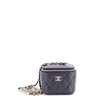 Chanel Tiny CC Link Vanity Case with Chain Quilted Caviar Mini