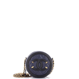 Chanel Filigree Round Clutch with Chain Quilted Caviar Mini