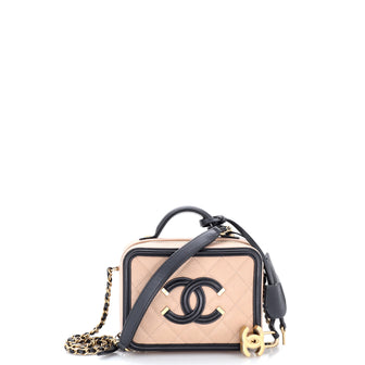 Chanel Filigree Vanity Case Quilted Caviar Small
