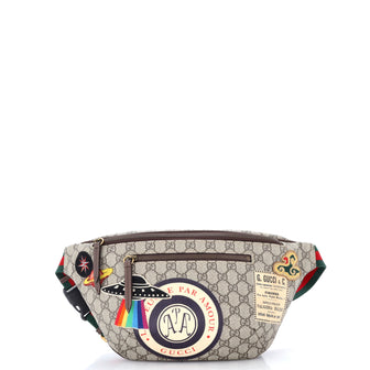 Gucci Courrier Zip Belt Bag GG Coated Canvas with Applique