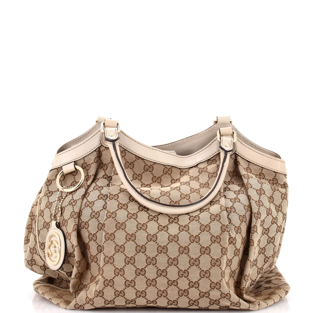 Gucci Sukey Tote GG Canvas with Leather Large 434382