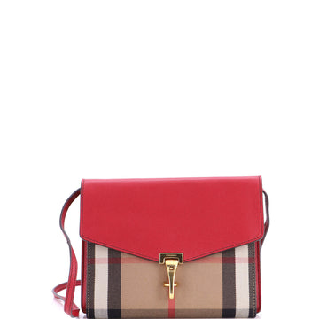 Burberry Macken Crossbody Bag Leather and House Check Canvas Small