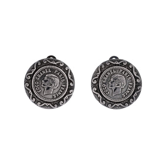 Chanel Vintage Coco Figure Round Clip-On Earrings Metal