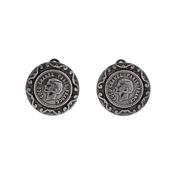 Chanel Vintage Coco Figure Round Clip-On Earrings Metal