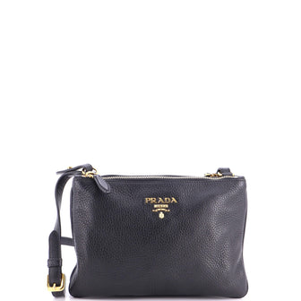 Prada Double Zip Crossbody Bag Vitello Daino Small