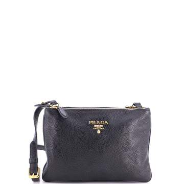 Prada Double Zip Crossbody Bag Vitello Daino Small