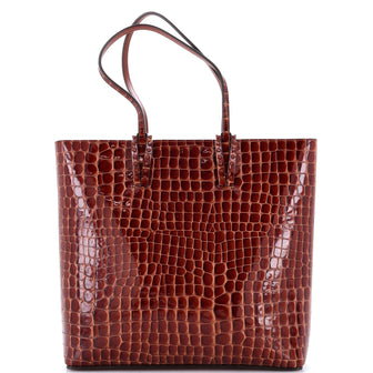 Christian Louboutin Cabata North South Zipped Tote Crocodile Embossed Leather