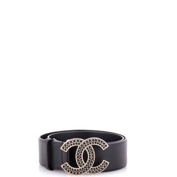 Chanel CC Buckle Belt Leather with Crystal Embellished Metal Medium