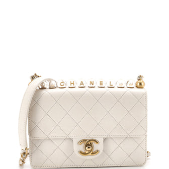 Chanel Chic Pearls Flap Bag Quilted Goatskin with Acrylic Beads Small