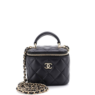 Chanel Classic Top Handle Vanity Case with Chain Quilted Lambskin Mini