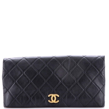 Chanel CC Foldover Clutch Quilted Lambskin Large