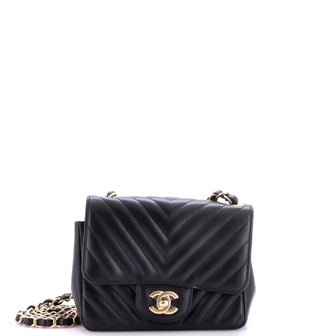 Chanel Square Classic Single Flap Bag Chevron Lambskin Mini