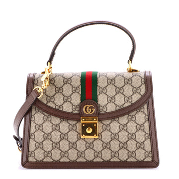 Gucci Ophidia Flap Top Handle Bag GG Coated Canvas Small