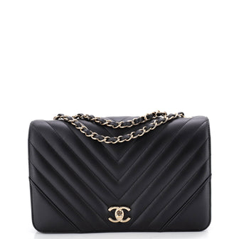 Chanel Statement Flap Bag Chevron Calfskin Medium