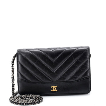 Chanel Gabrielle Wallet on Chain Chevron Aged Calfskin