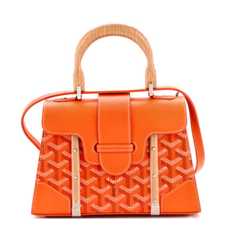 Goyard Structured Saigon Top Handle Bag Coated Canvas with Leather Mini