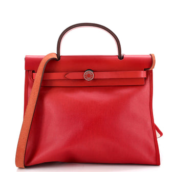 Hermes Herbag Zip Berline Vache Canvas and Leather 31