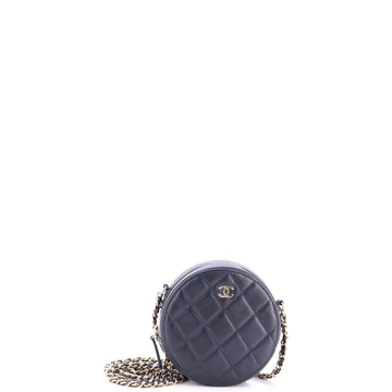 Chanel Round Clutch with Chain Quilted Caviar Mini