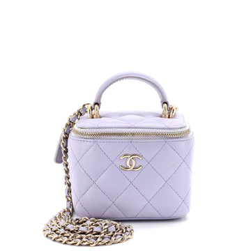 Chanel Classic Top Handle Vanity Case with Chain Quilted Lambskin Mini