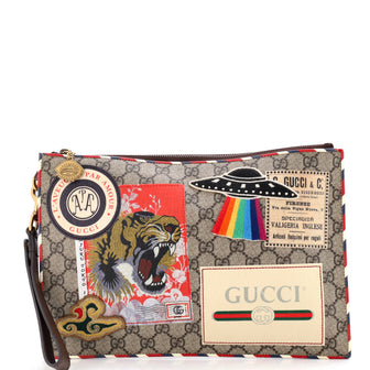 Gucci Courrier Pouch GG Coated Canvas with Applique