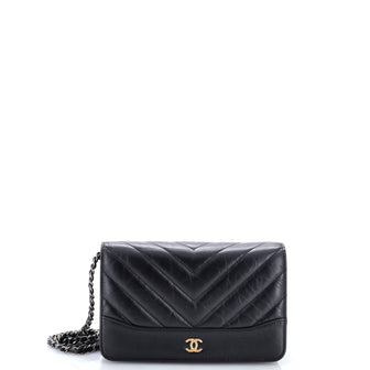 Chanel Gabrielle Wallet on Chain Chevron Aged Calfskin