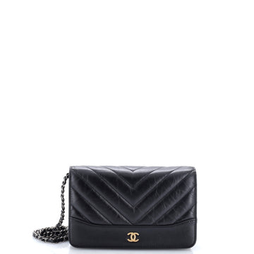 Chanel Gabrielle Wallet on Chain Chevron Aged Calfskin