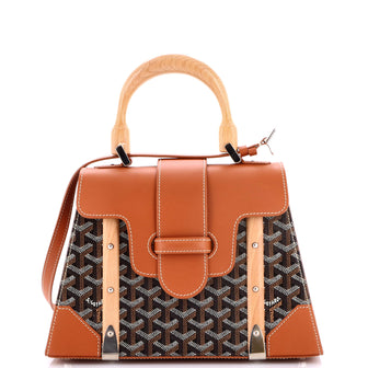 Goyard Saigon Top Handle Bag Coated Canvas with Leather PM