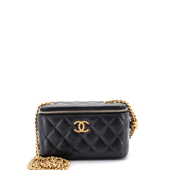 Chanel All Slide Long Vanity Case with Chain Quilted Lambskin Small